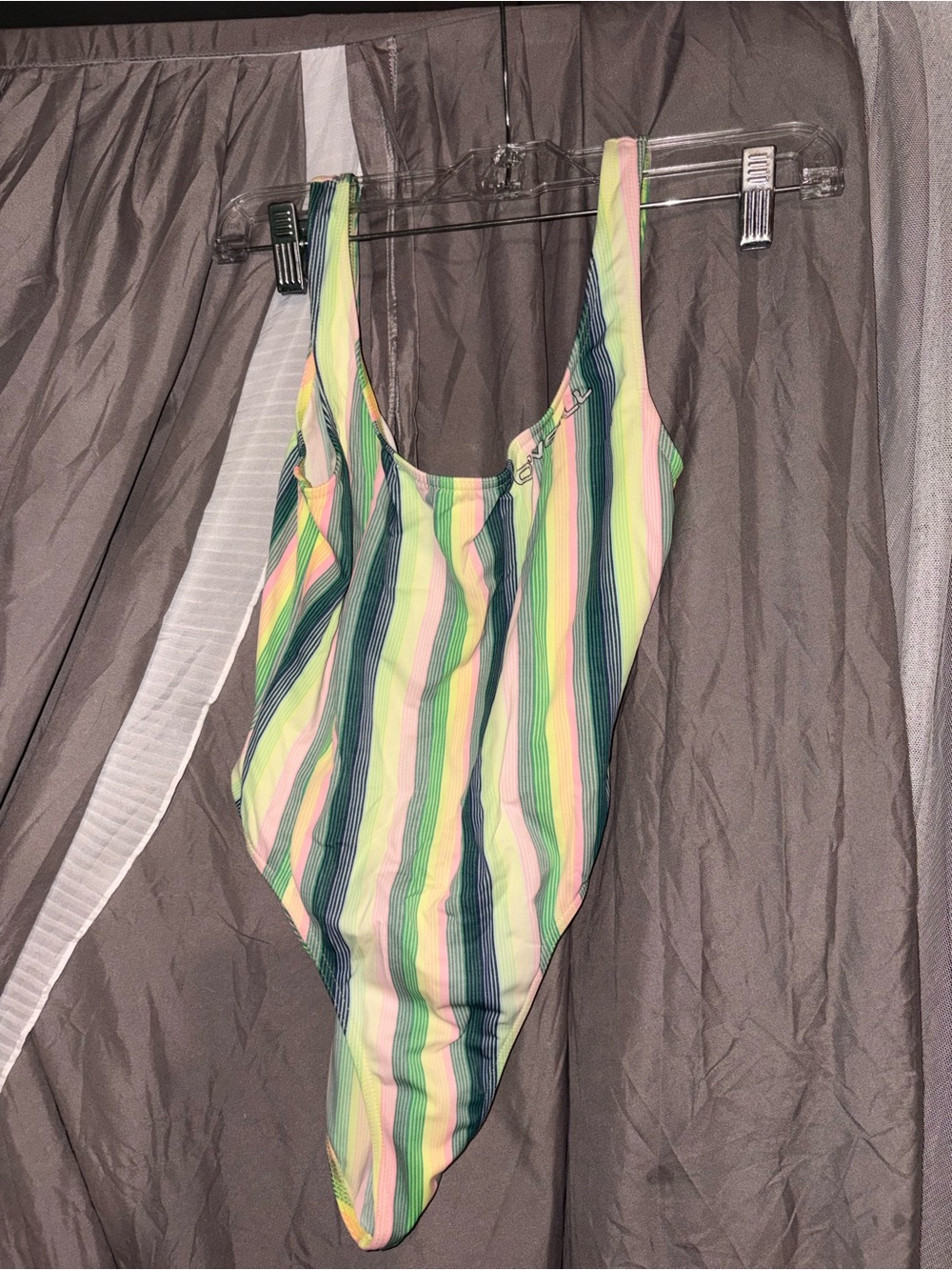 Under Armour Women's One-Piece Swimsuit - Green, Yellow, Pink Stripes